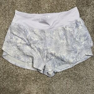 Avia Womens Purple Snakeskin Running Shorts Medium Back Zip Pocket AV50361
